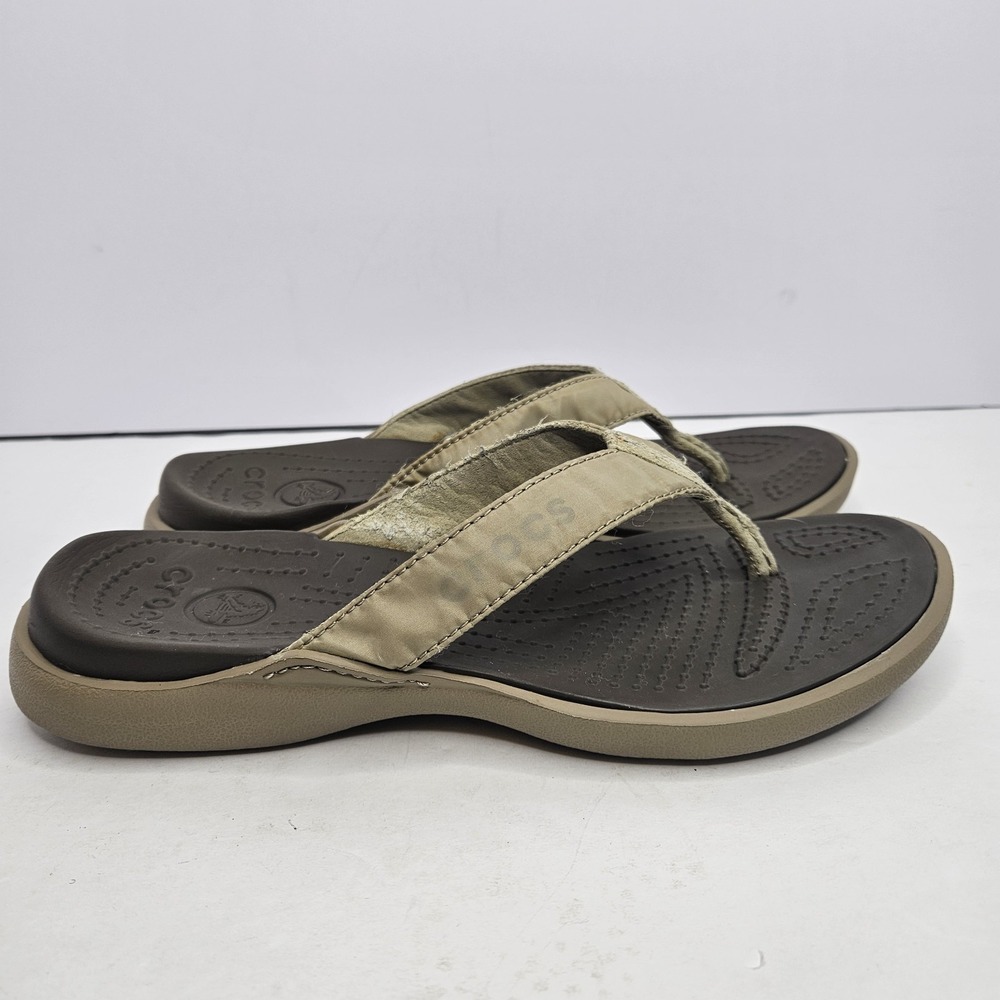 Crocs Mens Flip Flops Brown And Tan Size 8